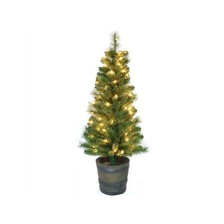 GGW PRESENTS 48 in. 100 Clear Lights Artificial Christmas Entryway Tree, Prelit Saratoga GG3841476